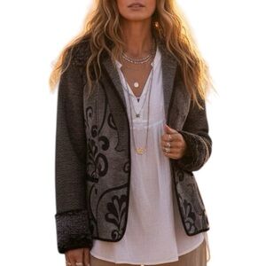 Khangura Black & Gray Tapestry Reversible Jacket Blazer Medium